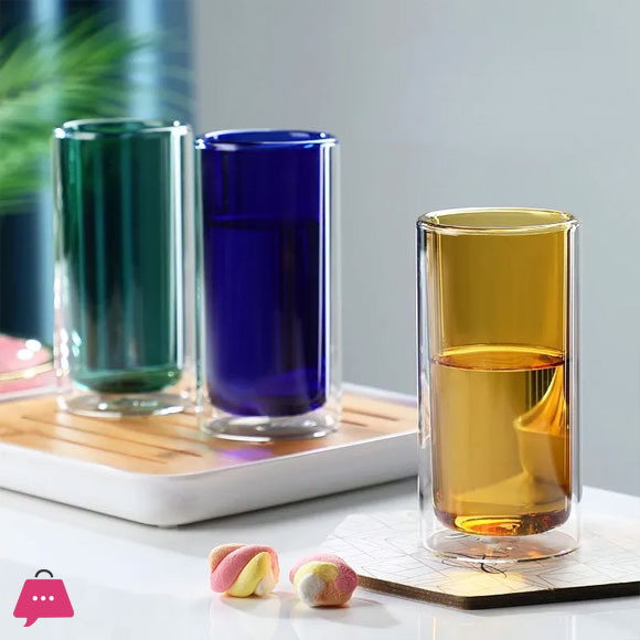 Neon Color Glass Double Wall Cylindrical Glass - 400ml