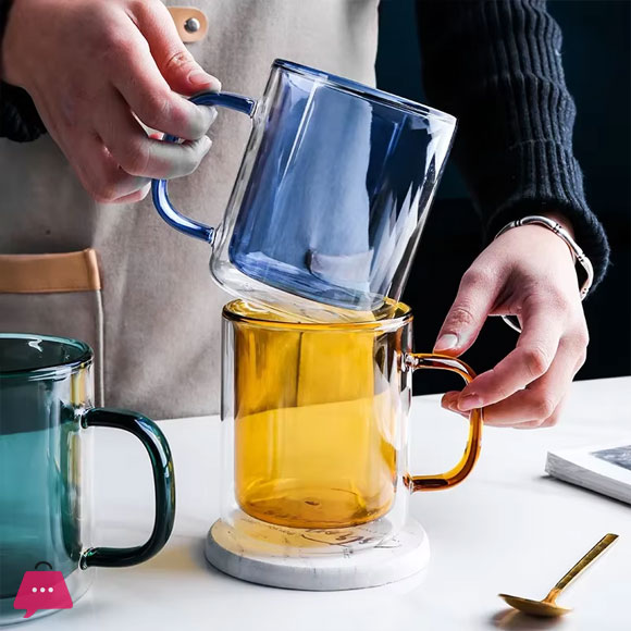 Neon Color Glass Double Wall Mug