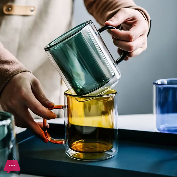 Neon Color Glass Double Wall Mug