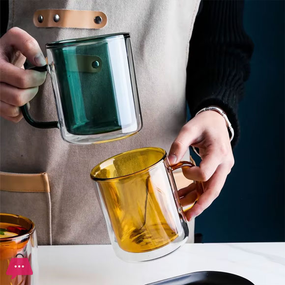 Neon Color Glass Double Wall Mug