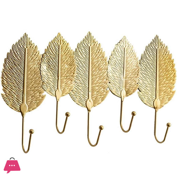 Nordic Hook Purse Hook Creative Golden Leaf Shape Coat Rack Wall Coat Key Hanger