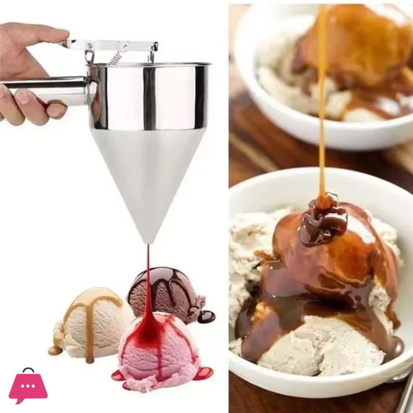 Pancake Batter Dispenser Stainless Steel Funnel Cake Dispenser with Stand Heavy Duty 750ML