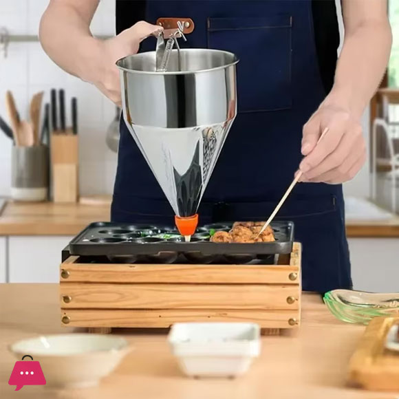 Pancake Batter Dispenser Stainless Steel Funnel Cake Dispenser with Stand Heavy Duty 750ML