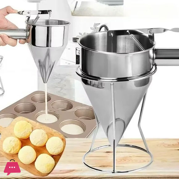 Pancake Batter Dispenser Stainless Steel Funnel Cake Dispenser with Stand Heavy Duty 750ML
