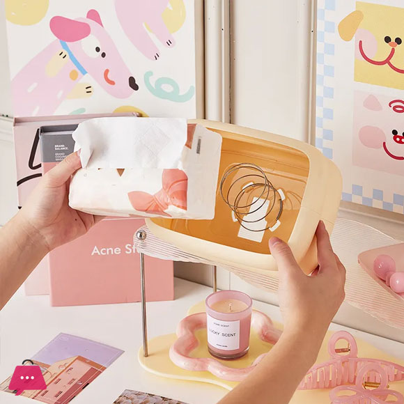 Plastic Tissue Box with Spring Cartoon Napkin Holders