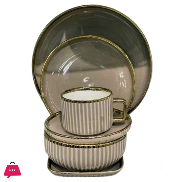 Premium Porcelain Dinner Set with Cream Shine Finish and Elegant Self Linning Texture