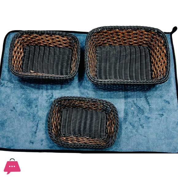 Rattan Wicker Woven Serving Baskets Set of 3