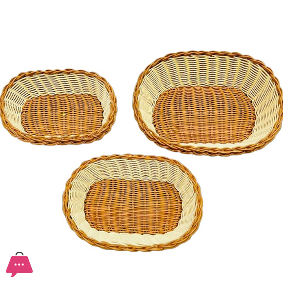 Rattan Wicker Woven Serving Baskets Set of 3