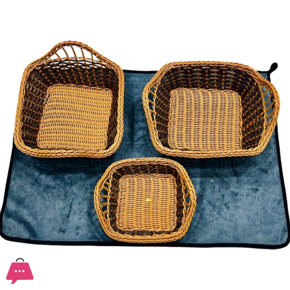 Rattan Wicker Woven Serving Baskets Set of 3
