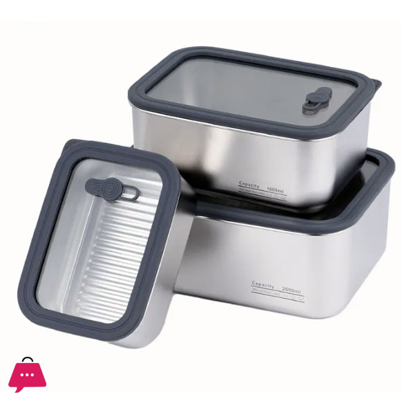 Stainless Steel Food Containers with Lids Snack Containers Leak Proof (1000ml+1600ml+2600ml)