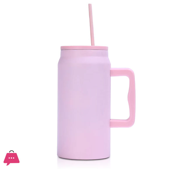 Stainless Steel Thermos Cup 50Oz Large Capacity Straw Cups Vacuum Insulated Mugs Portable Cup Handle Bottle Drinking Utensils