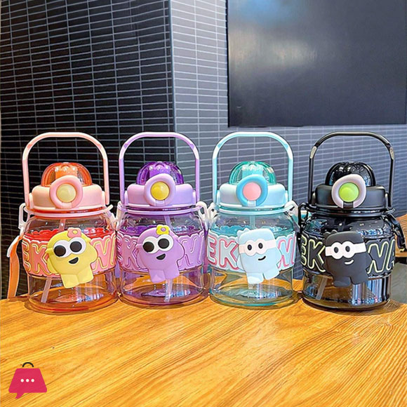 Strong Plastic Water Bottle with Round Spout Suction Heat Resistant Portable for Outdoor Use Anti-drop