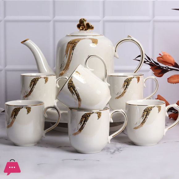 Tea Set with Kettle & Tray - 6 Cups