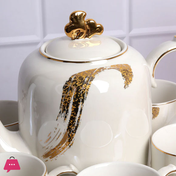 Tea Set with Kettle & Tray - 6 Cups