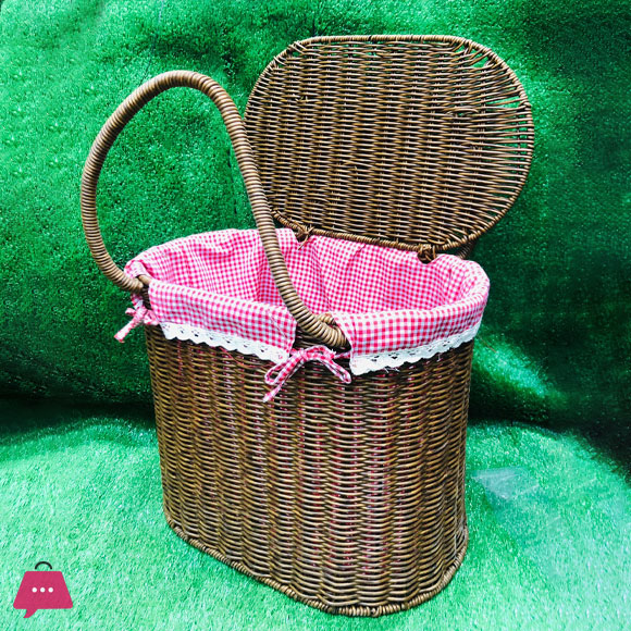 Wicker Round Cone Woven Resin Wicker Basket With Handles