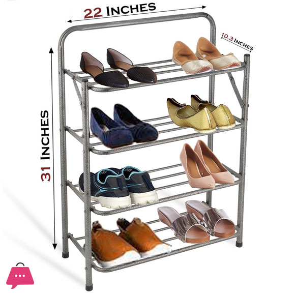 Winsor Metal Foldable Shoe Rack Heavy Duty - 4 Layer
