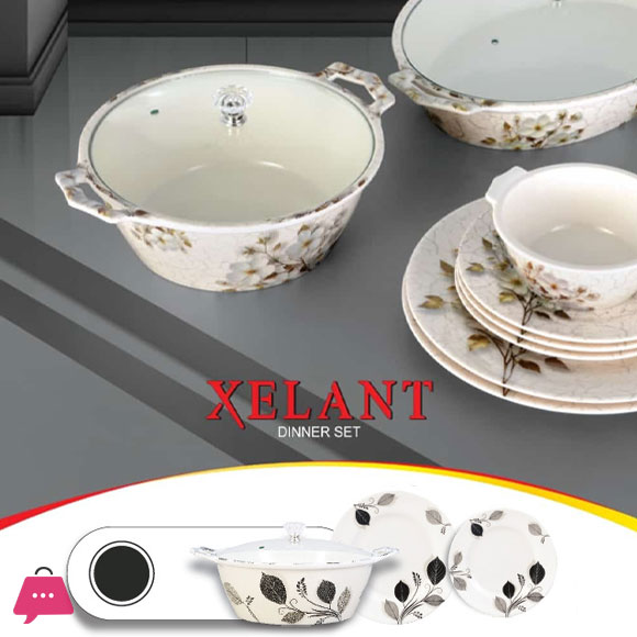 Xelant Melamine Double Glaze Dinner Set of 77