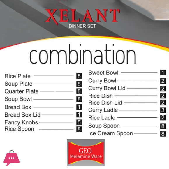 Xelant Melamine Double Glaze Dinner Set of 77