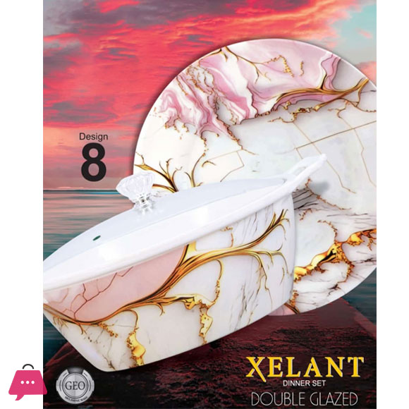 Xelant Melamine Double Glaze Dinner Set of 77