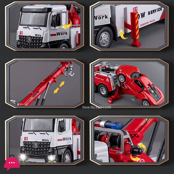 1:18 Rescue Tanker Double Ditch Obstacle Clearing Toy Car Model Alloy Diecast Sound Light
