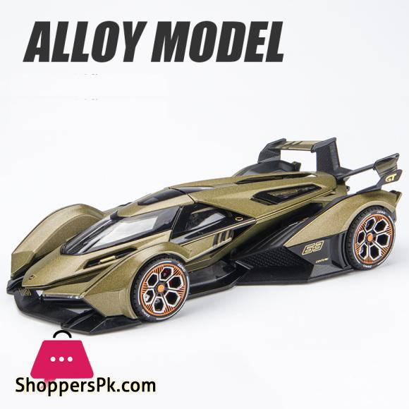 1:22 Lambos Vision Gran Turismo V12 GT Alloy Model Diecast Sound Super Racing Lifting Tail Hot Car Wheel For Children Gifts