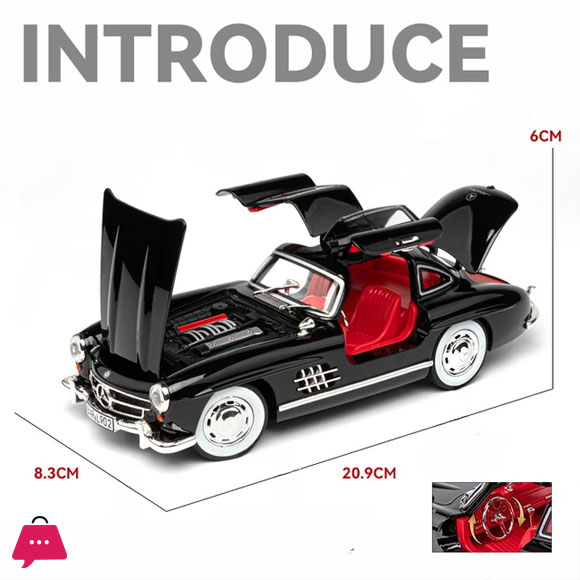 1:24 Benzs 300SL Track Version Alloy Sports Car Model Diecast Car Model Sound and Light