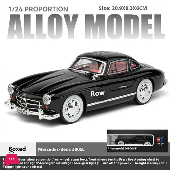 1:24 Benzs 300SL Track Version Alloy Sports Car Model Diecast Car Model Sound and Light