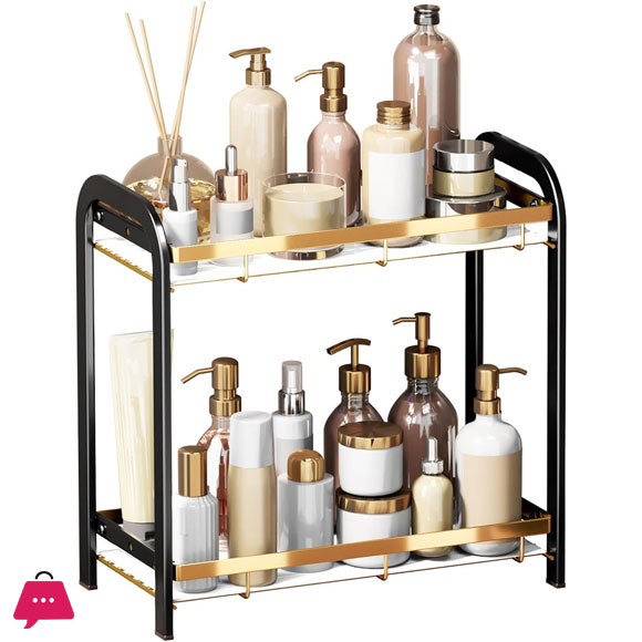 2-Tier Shelf Organizer Rack for Bathroom Bedroom Office Kitchen
