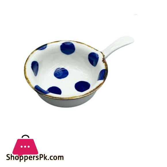 Danny Home Blue Dot Design White Round Sauce Serving Dish CZT07-62