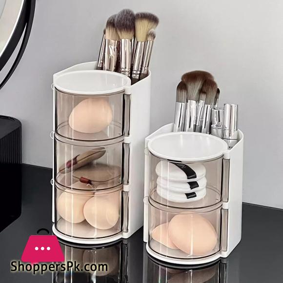 Clear Cosmetic Storage Box Makeup Powder Puff Shelf Holder
