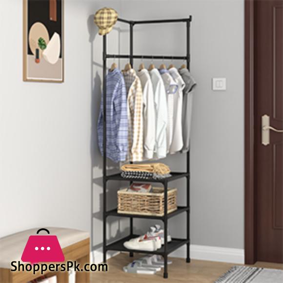 Corner Coat Rack Floor Standing Clothes Hanger Multilayer Coats Racks