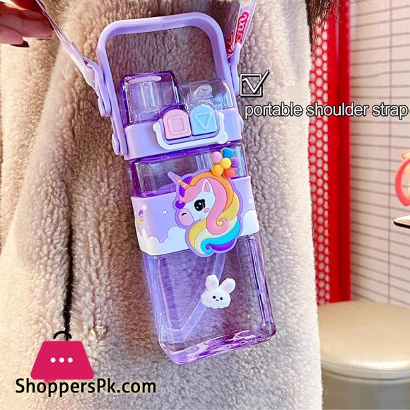 Cute Animals Water Bottle For Kids Children Unicorn Bottles With Straws Strap Leak Proof