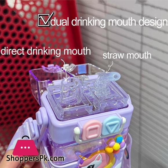 Cute Animals Water Bottle For Kids Children Unicorn Bottles With Straws Strap Leak Proof