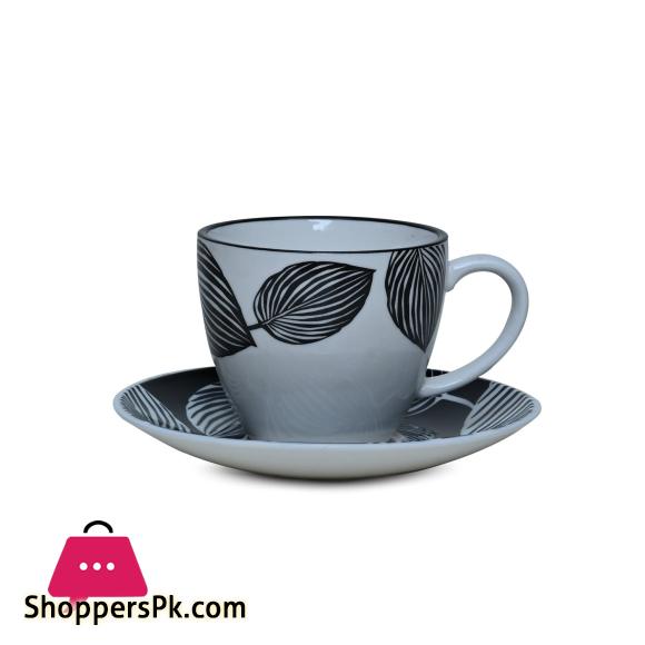 Danny Home Fine Porcelain Black Leaf Cup Saucer 200 ML