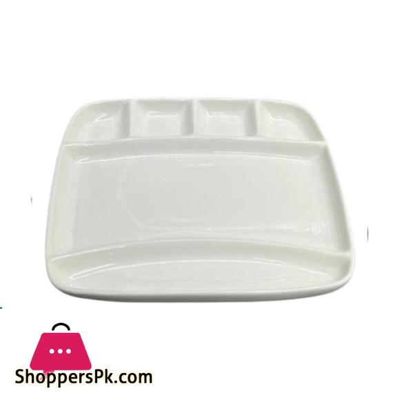 Danny Home Cramic 6 Compartment Snack Divider Plate 9Inch