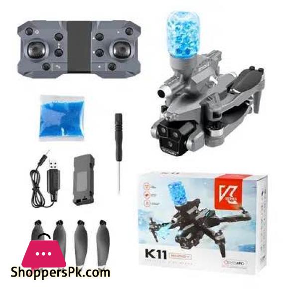 K11 Brushless Motor Drone With Triple Camera and Obstacle Avoidance- New Premium Quality Bubble Splatter Quadcopter Best for Kids Fun