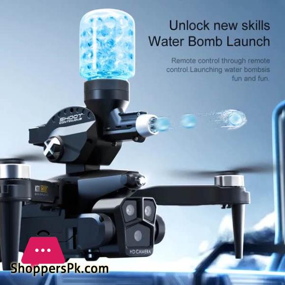 K11 Brushless Motor Drone With Triple Camera and Obstacle Avoidance- New Premium Quality Bubble Splatter Quadcopter Best for Kids Fun