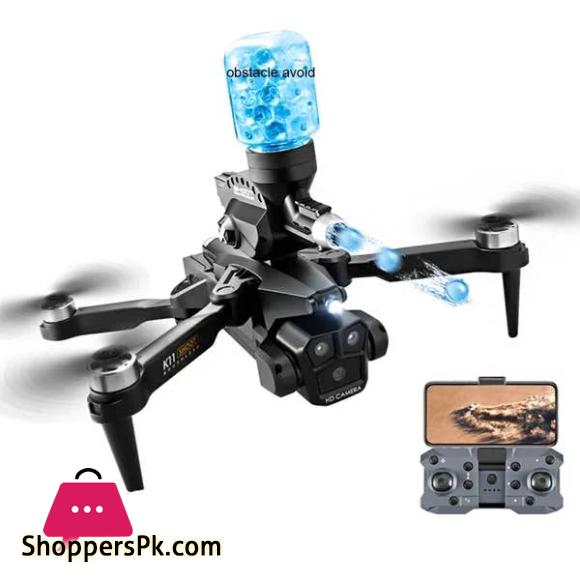 K11 Brushless Motor Drone With Triple Camera and Obstacle Avoidance- New Premium Quality Bubble Splatter Quadcopter Best for Kids Fun