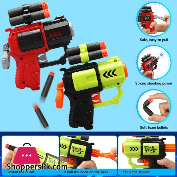 Soft Bullets Toy Pistol with Jump Ejecting Mag Foam Blaster with 4 Pcs EVA Darts