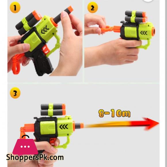 Soft Bullets Toy Pistol with Jump Ejecting Mag Foam Blaster with 4 Pcs EVA Darts