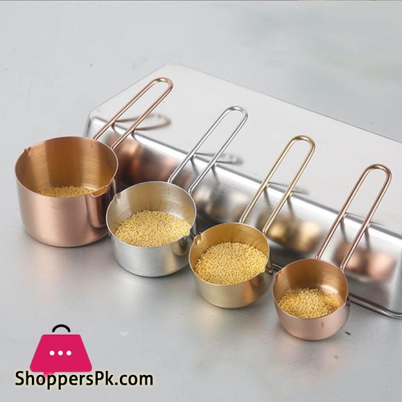 Stainless Steel Measuring Cup & Spoon Set with Accuracy Scales Gold 4PC Set