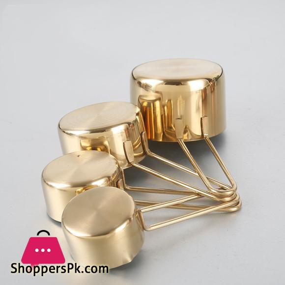 Stainless Steel Measuring Cup & Spoon Set with Accuracy Scales Gold 4PC Set