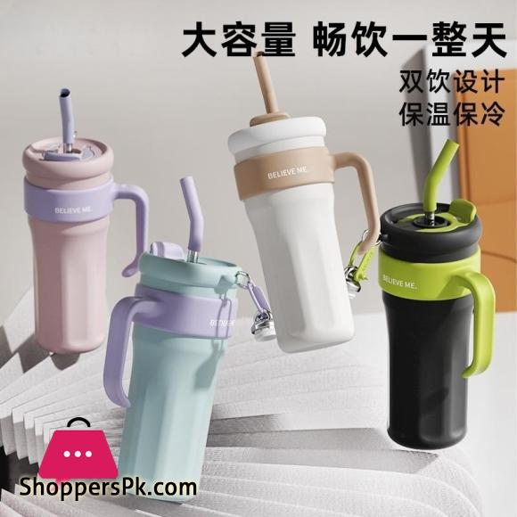 Stainless Steel Thermal Water Bottle Tumbler with Handle Straw Cup Drinkware Thermo Bottle 1250 ML