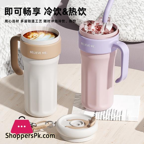 Stainless Steel Thermal Water Bottle Tumbler with Handle Straw Cup Drinkware Thermo Bottle 1250 ML