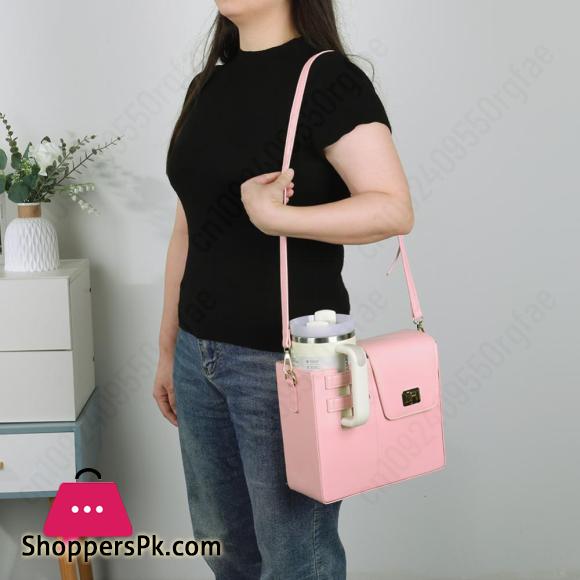 Tumbler Handbag Purse Carrier Bag PU Leather Travel Cup Holder Bag