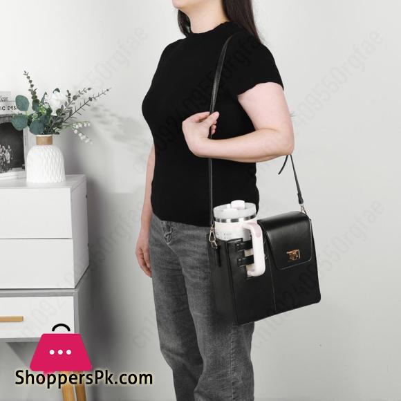 Tumbler Handbag Purse Carrier Bag PU Leather Travel Cup Holder Bag