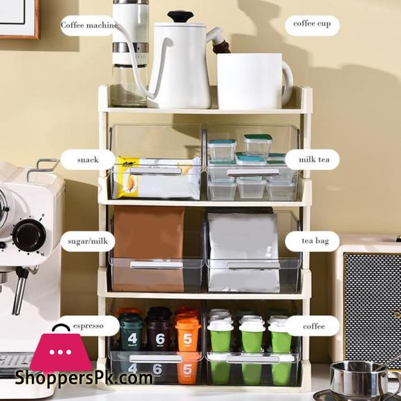 Tea Bag Shelf Organizer Coffee Pod Organizer Large Capacity Tea Bag Holder Two layers
