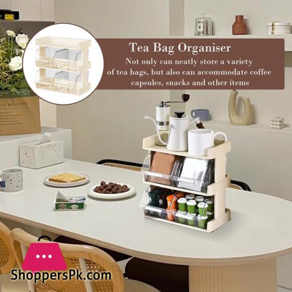 Tea Bag Shelf Organizer Coffee Pod Organizer Large Capacity Tea Bag Holder Two layers