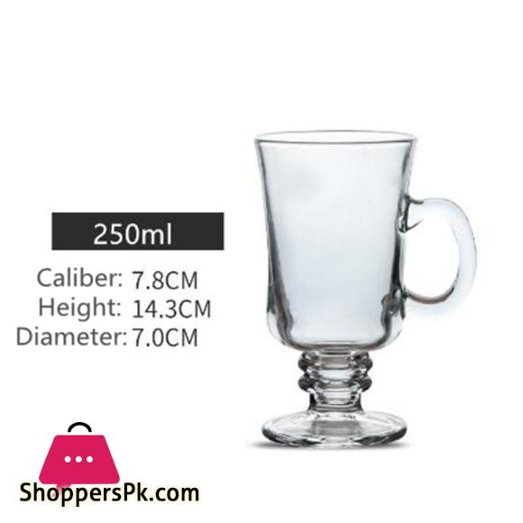 Danny Home Volarium Irish Latte Coffee Cup With Handle Glass Mug Set of 2