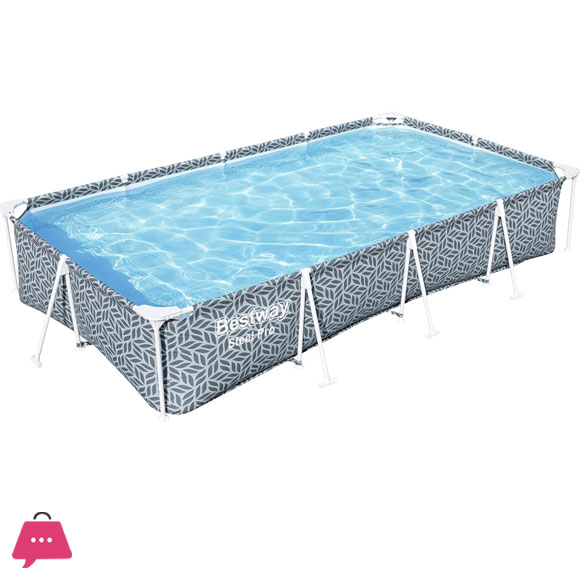 Bestway Steel Rectangle Above Ground Poo, Leaf Shape Pattern Swimming Pool 12 x 67 inch x 26 inch